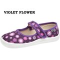 Beda Barefoot children's canvas ballerina Violet Flower