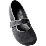 Tadeevo Minimalist Velvet Ballet Pumps Black
