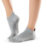 ToeSox Full Toe Low Rise Grip Socks Light grey