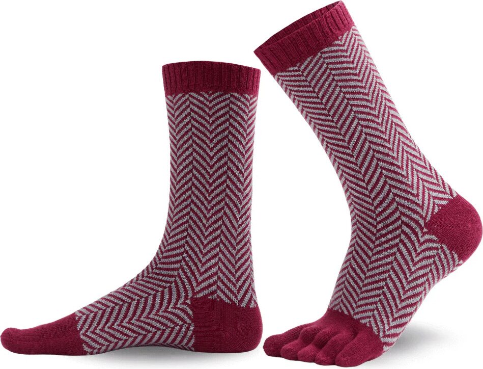 Knitido SILL gyapjú & pamut Crew Borvörös / halványszürke