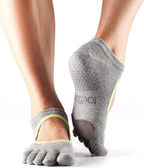ToeSox Full Toe Plié Grip Heather Grey / Lime